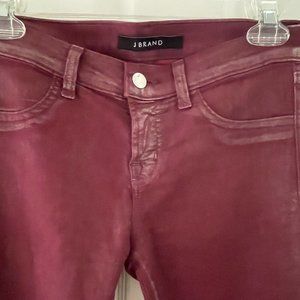 Super Skinny J Brand Wine Colored Distressed Jeans Size 26
